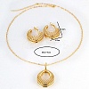 Brass Hollow Donut Pendant Necklaces & Hoop Earrings LV5654-3