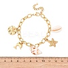 Dolphin & Starfish 304 Stainless Steel Charm Bracelets for Women BJEW-F516-01G-5