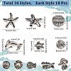 100Pcs 10 Style Ocean Theme Tibetan Style Alloy Beads FIND-SC0008-58-2