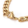 PVD Vacuum Plating 201 Stainless Steel Rectangle Link Bracelet with Curb chains for Men Women STAS-E160-26G-4