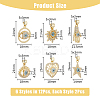12Pcs 6 Styles Brass Micro Pave Cubic Zirconia Pendants ZIRC-DC0001-28-2