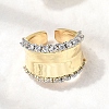 Brass Micro Pave Clear Cubic Zirconia Cuff Rings RJEW-H262-03G-1