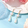 Round with Flower Pattern Porcelain Ceramic Dangle Earrings EJEW-JE06347-03-1