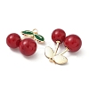 Alloy Green Enamel & Resin Cherry Pendants PALLOY-S055-01G-B-2