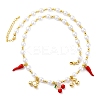 Brass Micro Pave Clear Cubic Zirconia Beaded Necklaces NJEW-Z059-04G-05-2