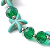 Summer Beach  Starfish Dyed Synthetic Turquoise & Faceted Glass Beaded Stretch Bracelets for Women Men BJEW-JB10454-02-2