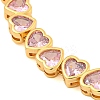 Rack Plating Brass Pave Cubic Zirconia Heart Link Bracelets BJEW-Q347-05G-05-2