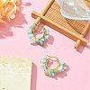 Natural Amazonite Chips Braided Hoop Earrings EJEW-JE04940-16-3