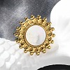 Flat Round 304 Stainless Steel White Shell Finger Rings for Women RJEW-G346-08G-02-2