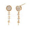 Flat Round Shape Brass Micro Pave Clear Cubic Zirconia Earring Findings KK-S356-437-NF-1