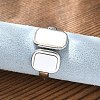 Rectangle 304 Stainless Steel White Shell Cuff Rings for Women RJEW-G346-04P-02-3