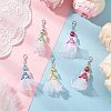 Angel Acrylic & Glass & Polyester Pleated Ribbon Pendant Decorations HJEW-JM03542-1