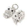 Rack Plating Brass Micro Pave Clear Cubic Zirconia Pendants KK-B093-02E-P-2