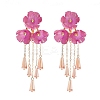 Alloy Glass Flower Stud Dangle Earringsl WG533F3-01-2