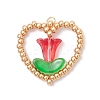 MIYUKI Glass Seed Beaded Heart and Flower Pendants PALLOY-MZ01079-02-1