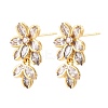 Flower Glass Brass Stud Earrings EJEW-N054-63G-1