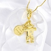 Brass Clear Cubic Zirconia Scarecrow Pendant Necklaces NJEW-C071-03G-2