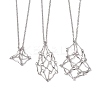 Non-Tarnish 3Pcs 3 Styles 304 Stainless Steel Cable Chain Macrame Pouch Empty Stone Holder Necklace Making NJEW-JN04971-1