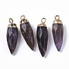 Top Golden Plated Natural Amethyst Pointed Pendants X-G-S359-078F-2
