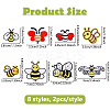 16Pcs 8 Styles Bees Iron on Cloth Patches PATC-DC0001-12-2