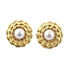 201 Stainless Steel Flat Round Stud Earrings EJEW-P304-06G-4