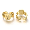 Brass Micro Pave Clear Cubic Zirconia Cuff Rings RJEW-H541-01V-G-1