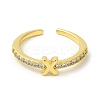 Clear Cubic Zirconia Initial Letter Open Cuff Ring RJEW-H120-09G-X-2