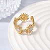 Sun 304 Stainless Steel Open Cuff Rings for Women RJEW-A091-20G-3