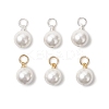 6Pcs 2 Colors Shell Pearl Round Charms PALLOY-JF04977-1