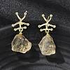 Brass Nuggets Dangle Stud Earrings EJEW-D345-01G-3