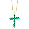 Colorful Zircon Cross Necklace Hip Hop Fashion Diamond Sweater Chain NKB266 ST9119898-1
