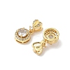 Brass Pave Clear Cubic Zirconia Flat Round with Heart Pendants KK-Q068-18G-2