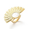 Flower 304 Stainless Steel White Shell Finger Rings for Women RJEW-G346-11G-02-4