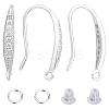 CREATCABIN 2 Pairs Rhodium Plated 925 Sterling Silver Earring Hooks DIY-CN0002-87-1