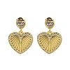 Heart Brass Pave Clear Cubic Zirconia Stud Earrings EJEW-N054-41G-1