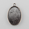 Tibetan Style Antique Silver Alloy Flat Oval Pendant Cabochon Settings TIBEP-M022-37AS-1