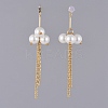 Eco-Friendly Glass Pearl Dangle Stud Earrings EJEW-JE03813-01-4