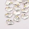 Wedding Theme Antique Silver Tone Tibetan Style Heart with Father of the Groom Rhinestone Charms LS-TIBEP-N005-13B-2