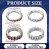 8Pcs 4 Styles Rhinestone Tennis Chains Stretch Ring for Women RJEW-HY0001-07A-2