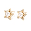 Clear Cubic Zirconia Star Stud Earrings EJEW-F282-40G-1