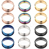 12Pcs 6 Colors 201 Stainless Steel Grooved Finger Ring Settings RJEW-SC0001-01A-1