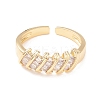 Cubic Zirconia Striped Cuff Ring RJEW-P026-04G-2