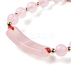 Natural Rose Quartz Braided Bead Bracelets for Women Men BJEW-JB08930-02-5