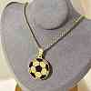 201 Stainless Steel Black Enamel Football Pendant Box Chain Necklaces NJEW-H055-05G-1