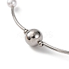 Rack Plating Brass & ABS Plastic Pearl Beads Round Link Chain Necklaces for Women NJEW-C059-08P-2