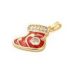 Christmas Theme Rack Plating Brass Cubic Zirconia Pendants KK-K385-119G-06-2