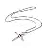 Alloy Cross with Skull Pendant Necklace with 201 Stainless Steel Box Chains LS-NJEW-E016-03AS-2