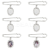 DIY Blank Oval 316 Surgical Stainless Brooches DIY Making Kits JEWB-AB00025-1