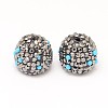 Platinum Plated Brass Polymer Clay Rhinestone Cord Ends RB-L025-25-2