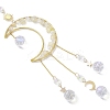 Nuggets Natural Quartz & Brass Moon Hanging Suncatchers HJEW-JM04253-02-4